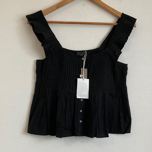 J.‎ Crew Women's Pintuck Peplum Top Black XS - Picture 2 of 6
